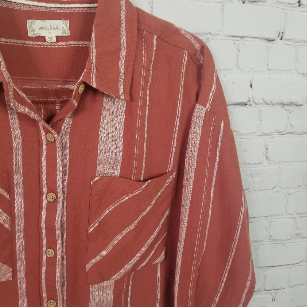Sandy & Sid striped button down shirt NWT size L - Picture 5 of 6
